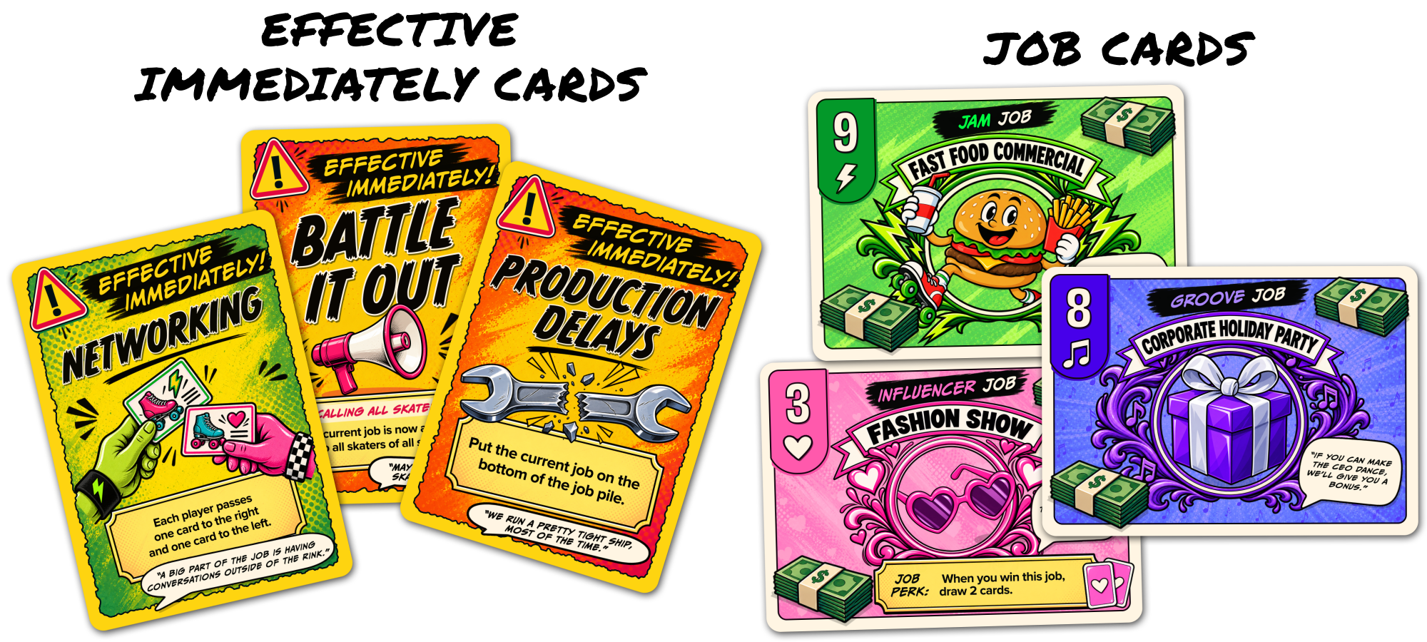 Job cards, Effective Immediately cards, and the Main Deck separated